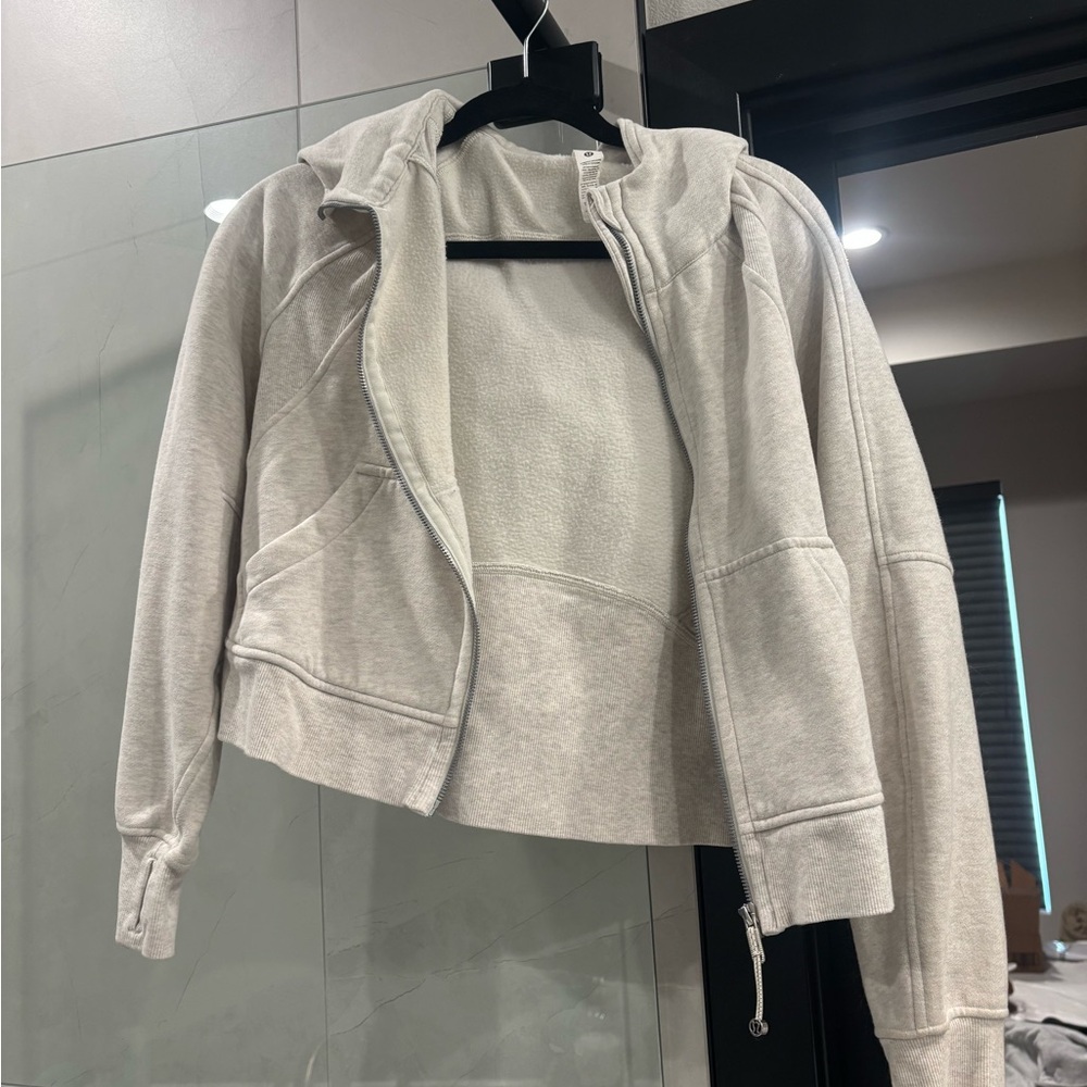 Cropped Light Gray  Hoodie Jacket